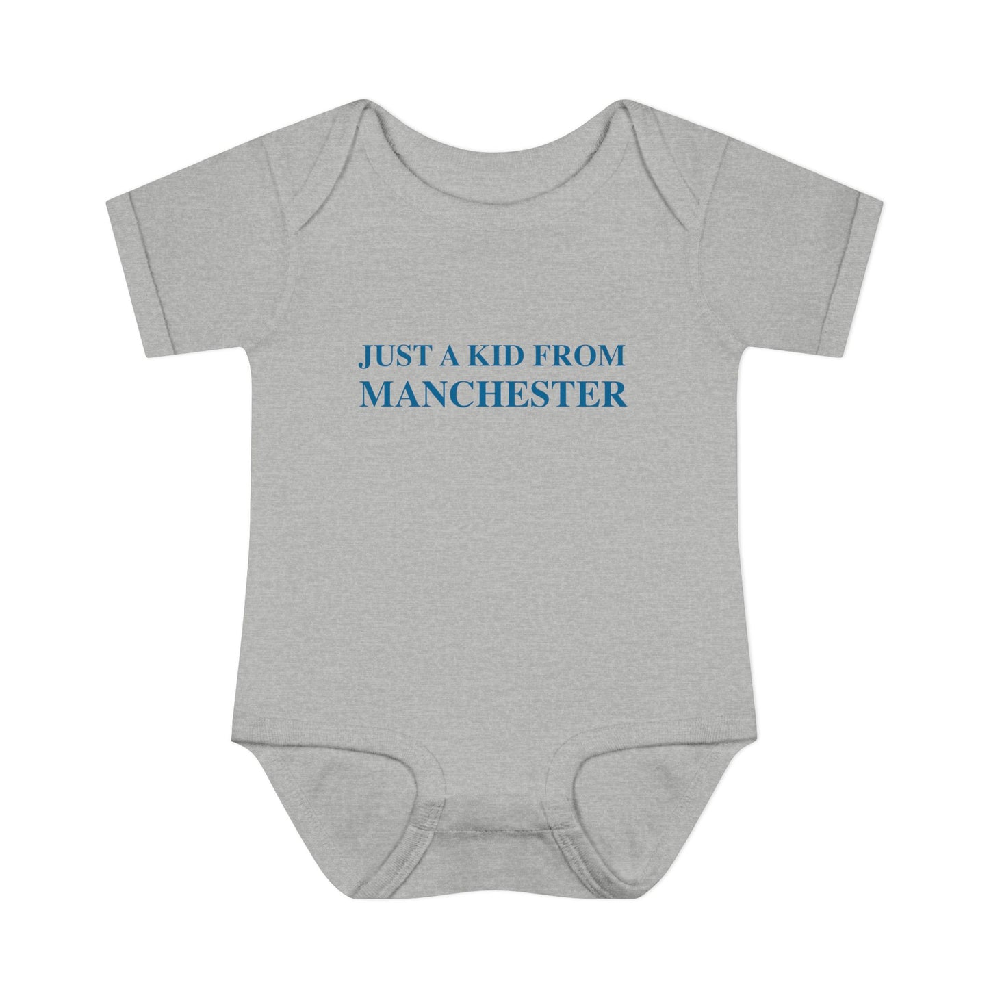 Just a kid from Manchester Infant Baby Rib Bodysuit
