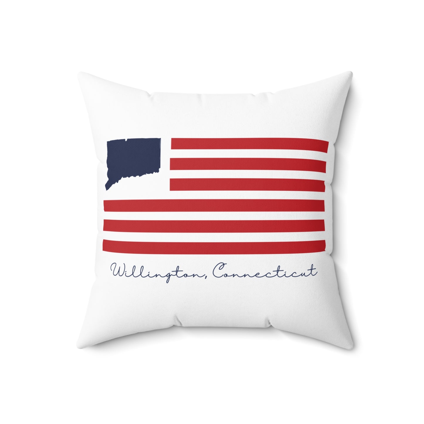 Willington Connecticut Flag Spun Polyester Square Pillow