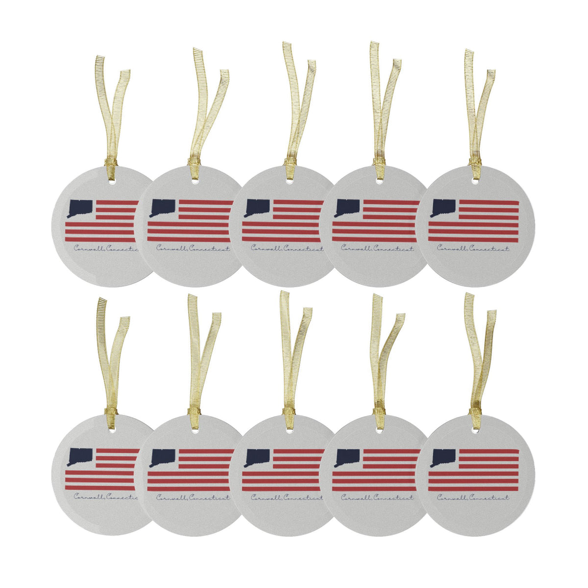 Cornwall Connecticut Flag Glass Ornaments