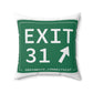 Vintage Exit 31 Merritt Parkway Sign Spun Polyester Square Pillow