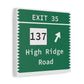 Vintage Merritt Parkway Exit 35 Sign Matte Canvas, Stretched, 1.25"