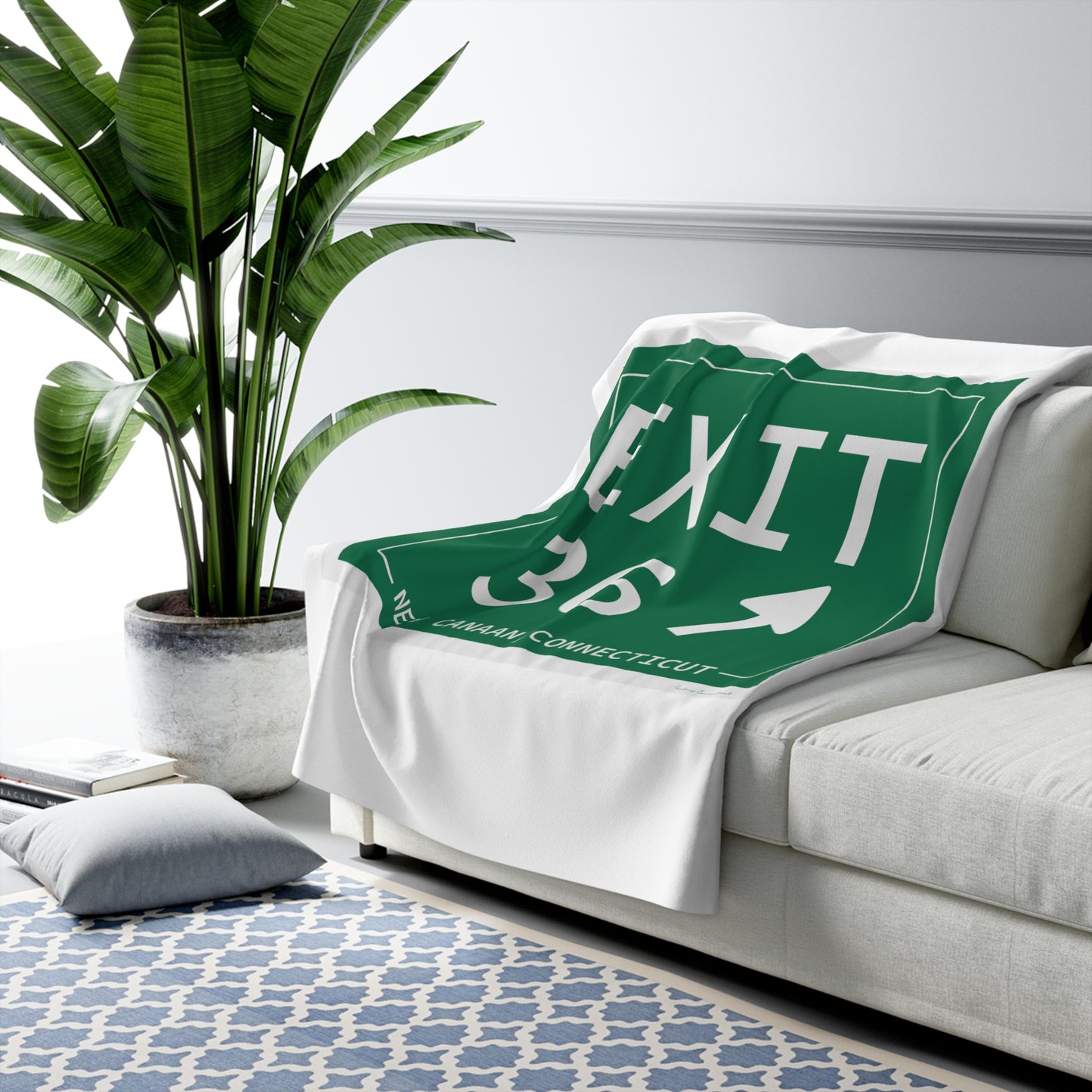 Vintage Exit 36 Merritt Parkway Sign Sherpa Fleece Blanket