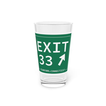Vintage Exit 33 Merritt Parkway Sign Pint Glass, 16oz