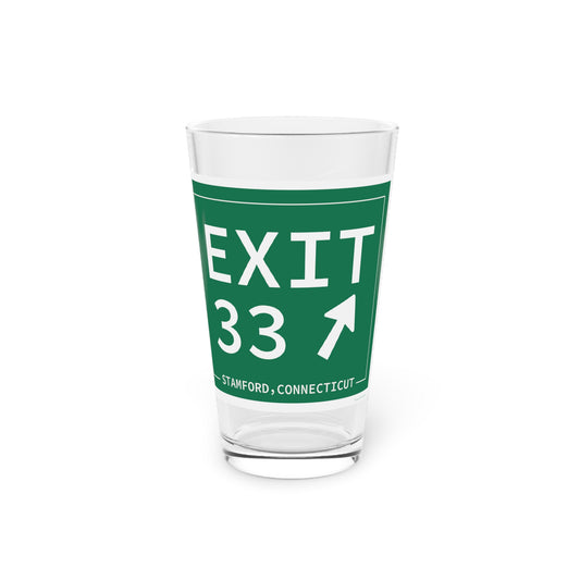 Vintage Exit 33 Merritt Parkway Sign Pint Glass, 16oz