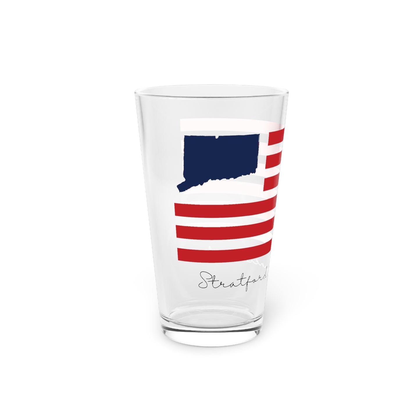 Stratford Connecticut Flag Pint Glass, 16oz