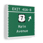 Vintage Merritt Parkway Exit 40 A-B Sign Matte Canvas, Stretched, 1.25"