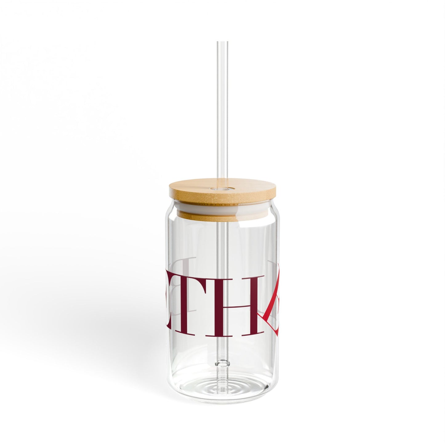 41 Tilt Bethel Glass Can with Straw and Lid, 16oz