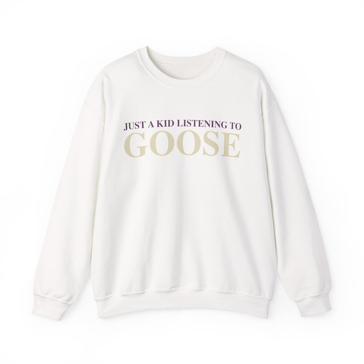 Just a kid listening to Goose - Cream & Purple Unisex Heavy Blend™ Crewneck Sweatshirt