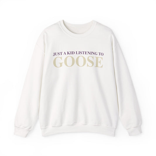 Just a kid listening to Goose - Cream & Purple Unisex Heavy Blend™ Crewneck Sweatshirt