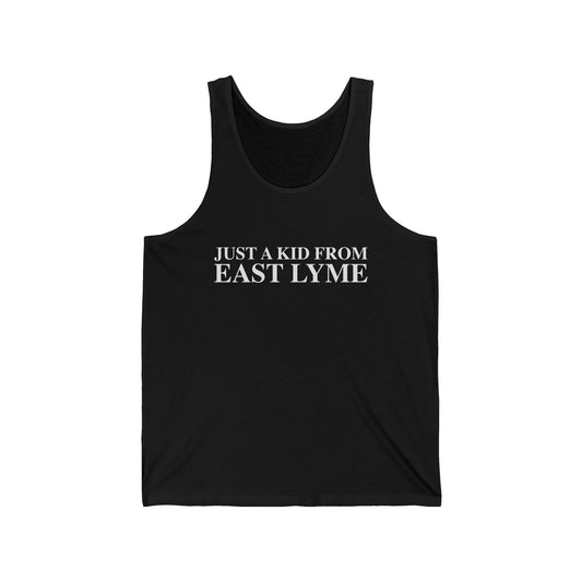 Just a kid from East Lyme Unisex Jersey Tank Top