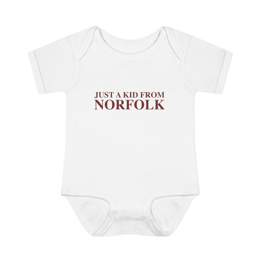 Just a kid from Norfolk Infant Baby Rib Bodysuit