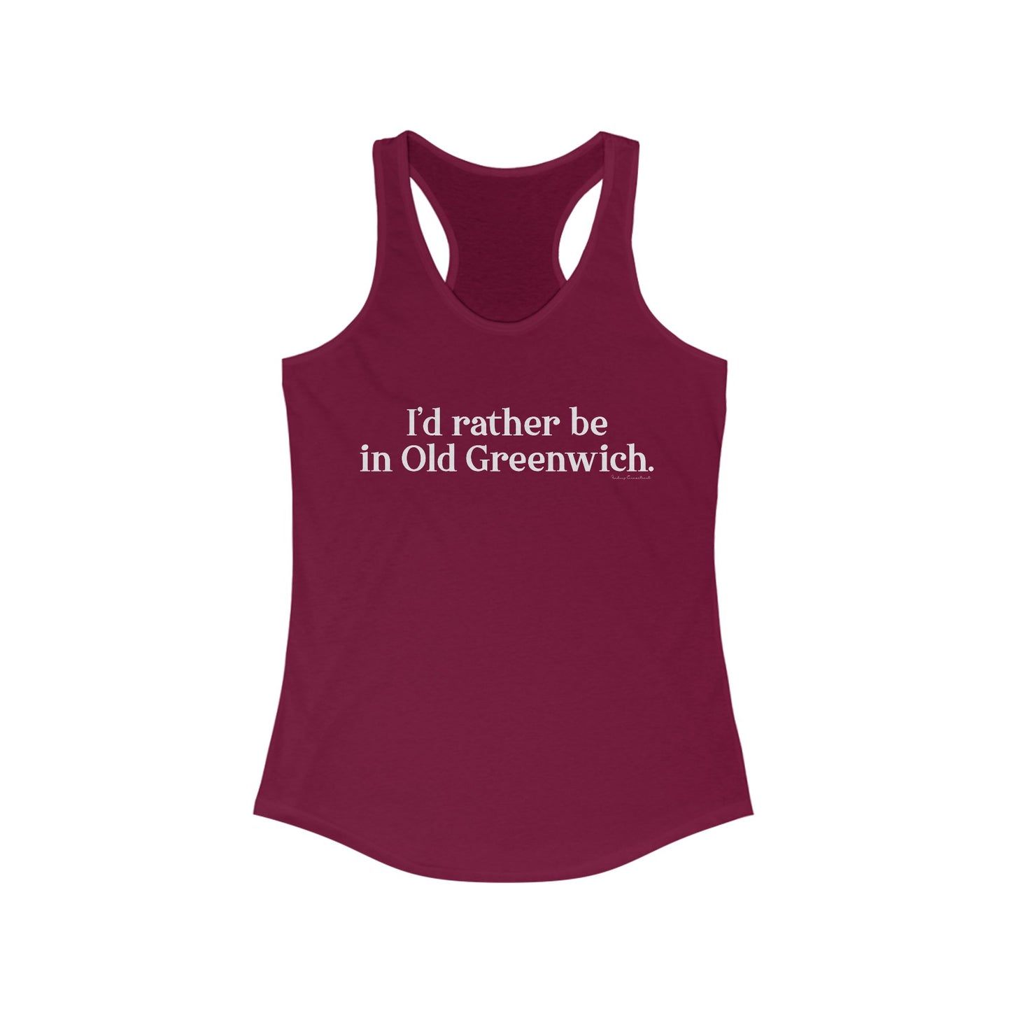 I’d rather be in Old Greenwich Women's Ideal Racerback Tank Top