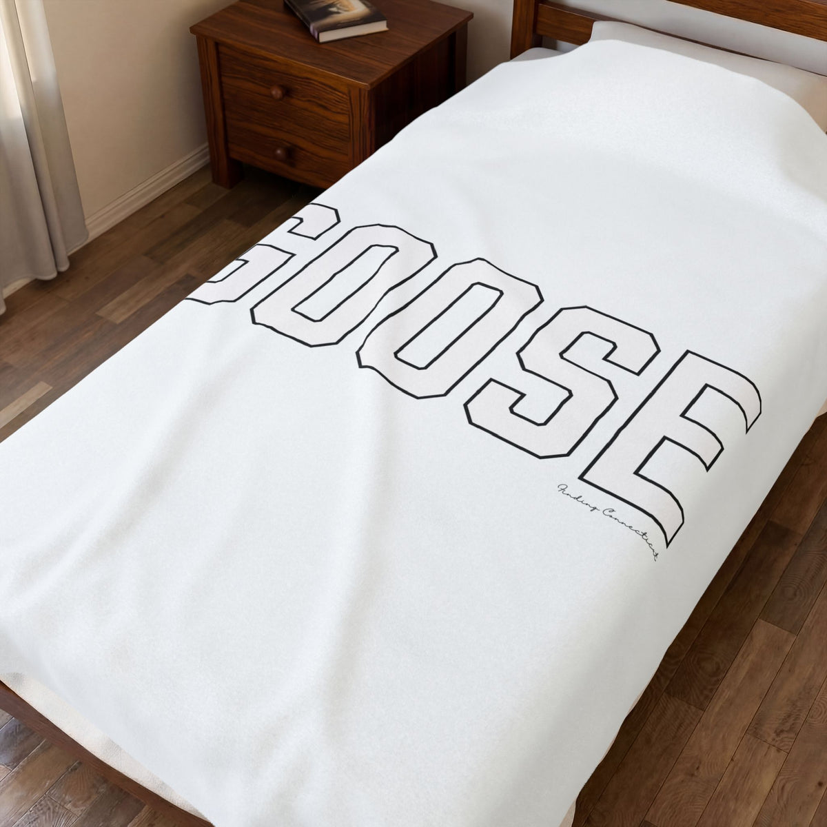 Goose Zip Code White & Black Velveteen Plush Blanket