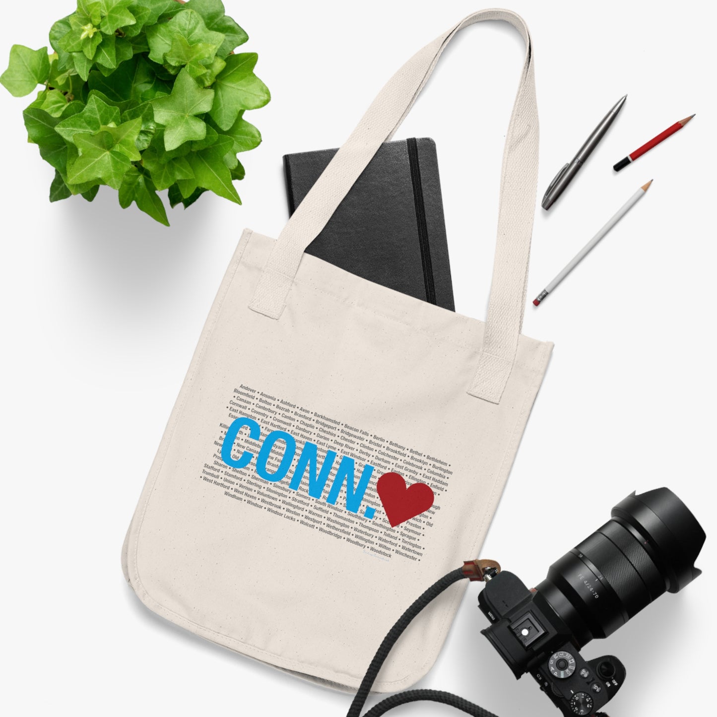 Connecticut Love Organic Canvas Tote Bag