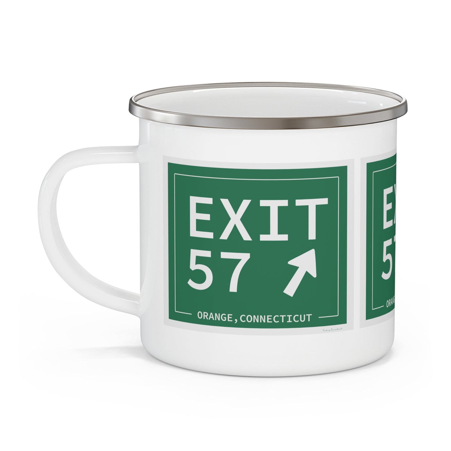 Vintage Exit 57 WCP Sign Enamel Camping Mug