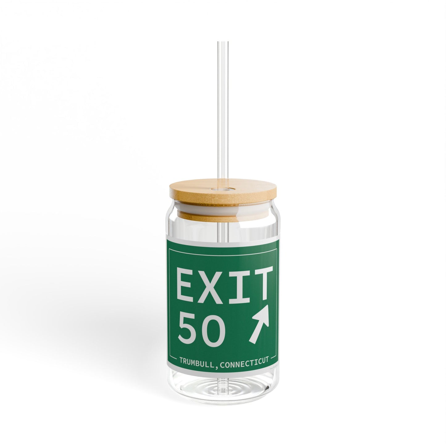 Vintage Exit 50  Merritt Parkway Sign Sipper Glass, 16oz