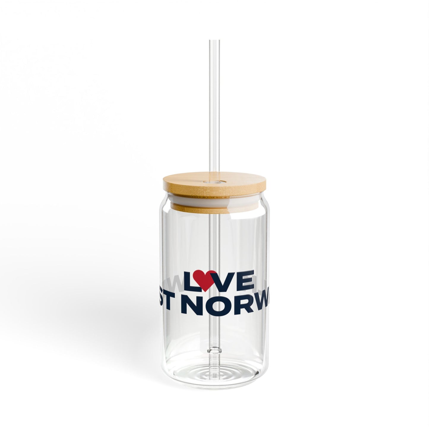 Love West Norwalk Glass Can with Straw and Lid, 16oz