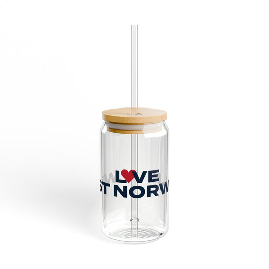 Love West Norwalk Glass Can with Straw and Lid, 16oz