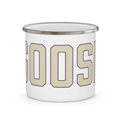 Goose Zip Code Cream & Purple Enamel Camping Mug