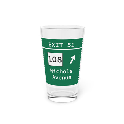 Vintage Merritt Parkway Exit 51 Sign Pint Glass, 16oz