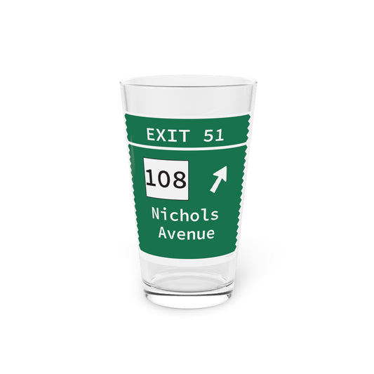 Vintage Merritt Parkway Exit 51 Sign Pint Glass, 16oz