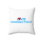 Love Connecticut Spun Polyester Square Pillow