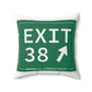 Vintage Exit 38 Merritt Parkway Sign Spun Polyester Square Pillow