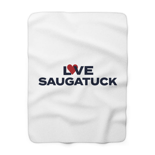 Love Saugatuck Sherpa Fleece Blanket