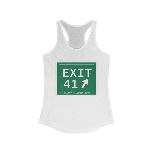 Vintage Exit 41 Merritt Parkway Sign Women's Ideal Racerback Tank Top