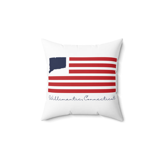 Willimantic Connecticut Flag Spun Polyester Square Pillow