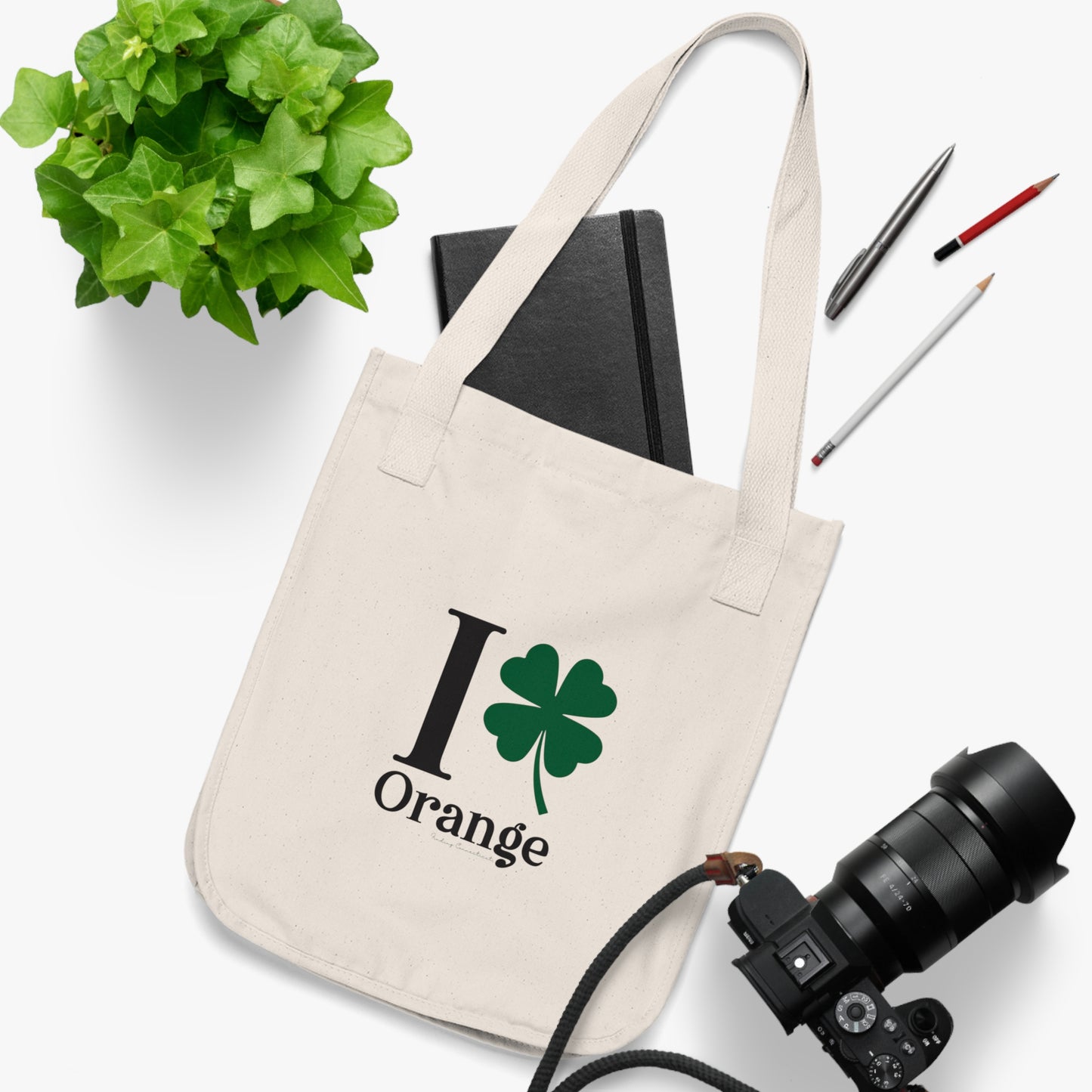 I Clover Orange Organic Canvas Tote Bag