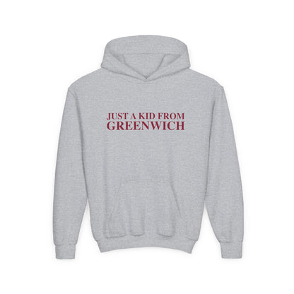 Just a kid from Greenwich Youth Heavy Blend Hooded Sweatshirt