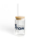 Love Rowayton Glass Can with Straw and Lid, 16oz