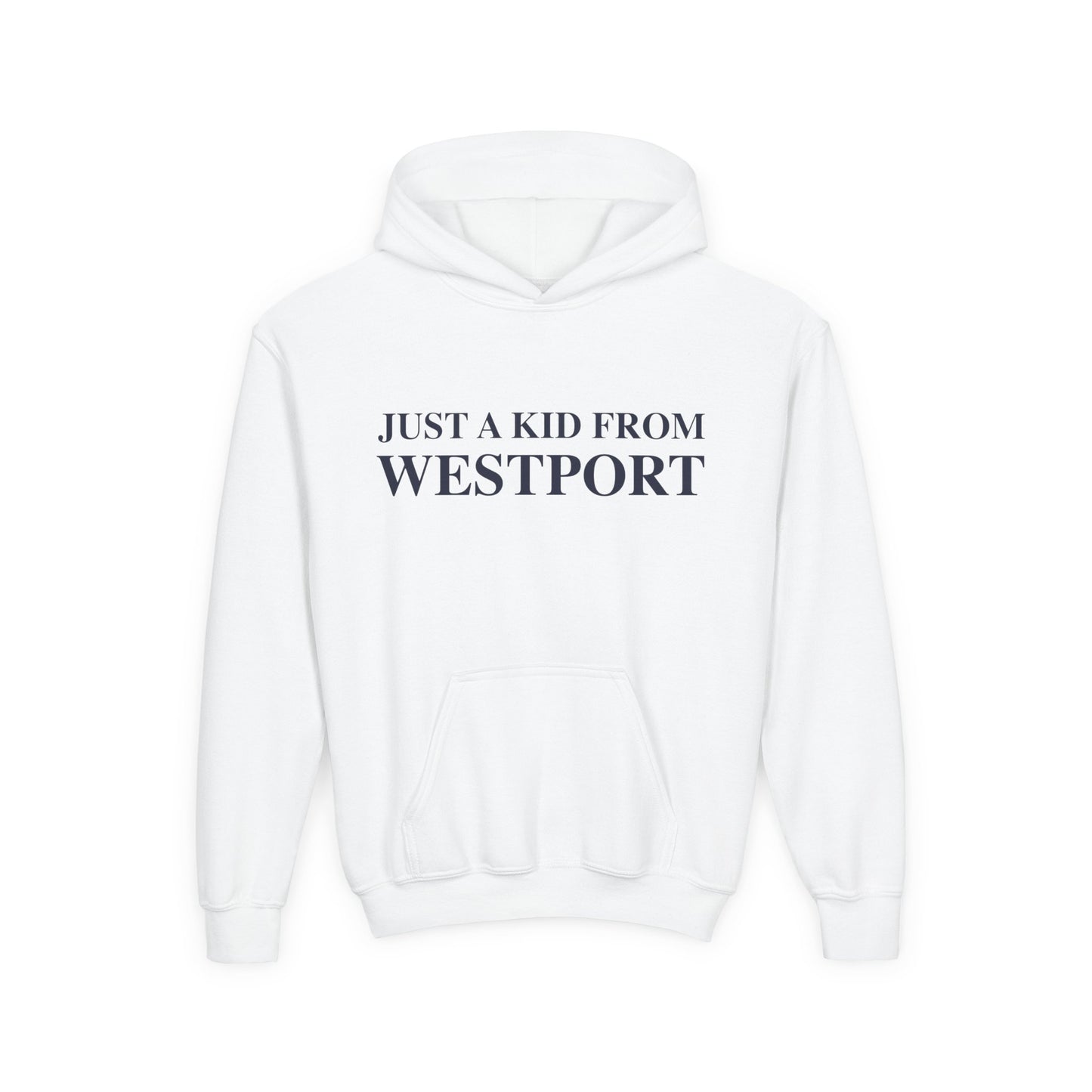 Just a kid from Westport Youth Heavy Blend Hooded Sweatshirt