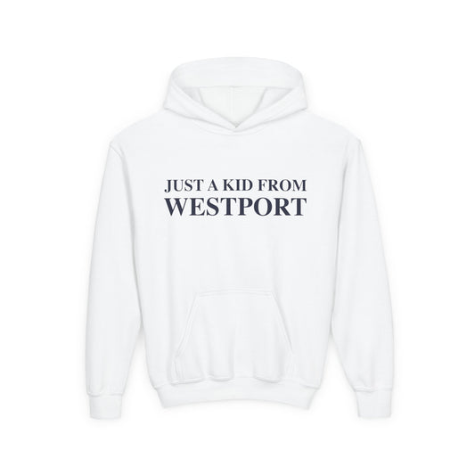 Just a kid from Westport Youth Heavy Blend Hooded Sweatshirt