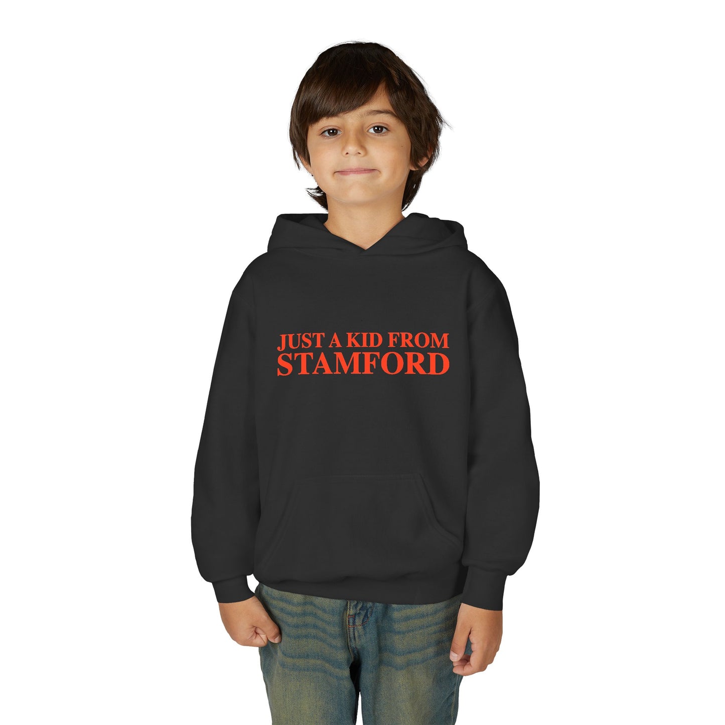 Just a kid from Stamford Youth Heavy Blend Hooded Sweatshirt