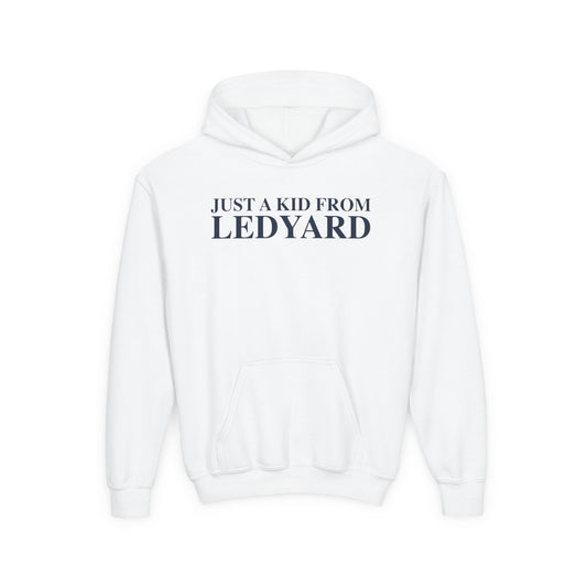 Just a kid from Ledyard Youth Heavy Blend Hooded Sweatshirt