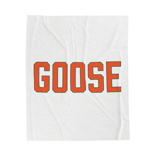 Goose Zip Code Orange & Green Velveteen Plush Blanket