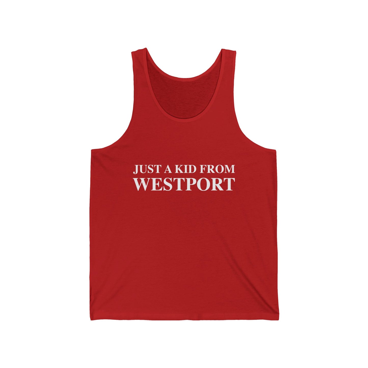 Just a kid from Westport  Unisex Jersey Tank Top