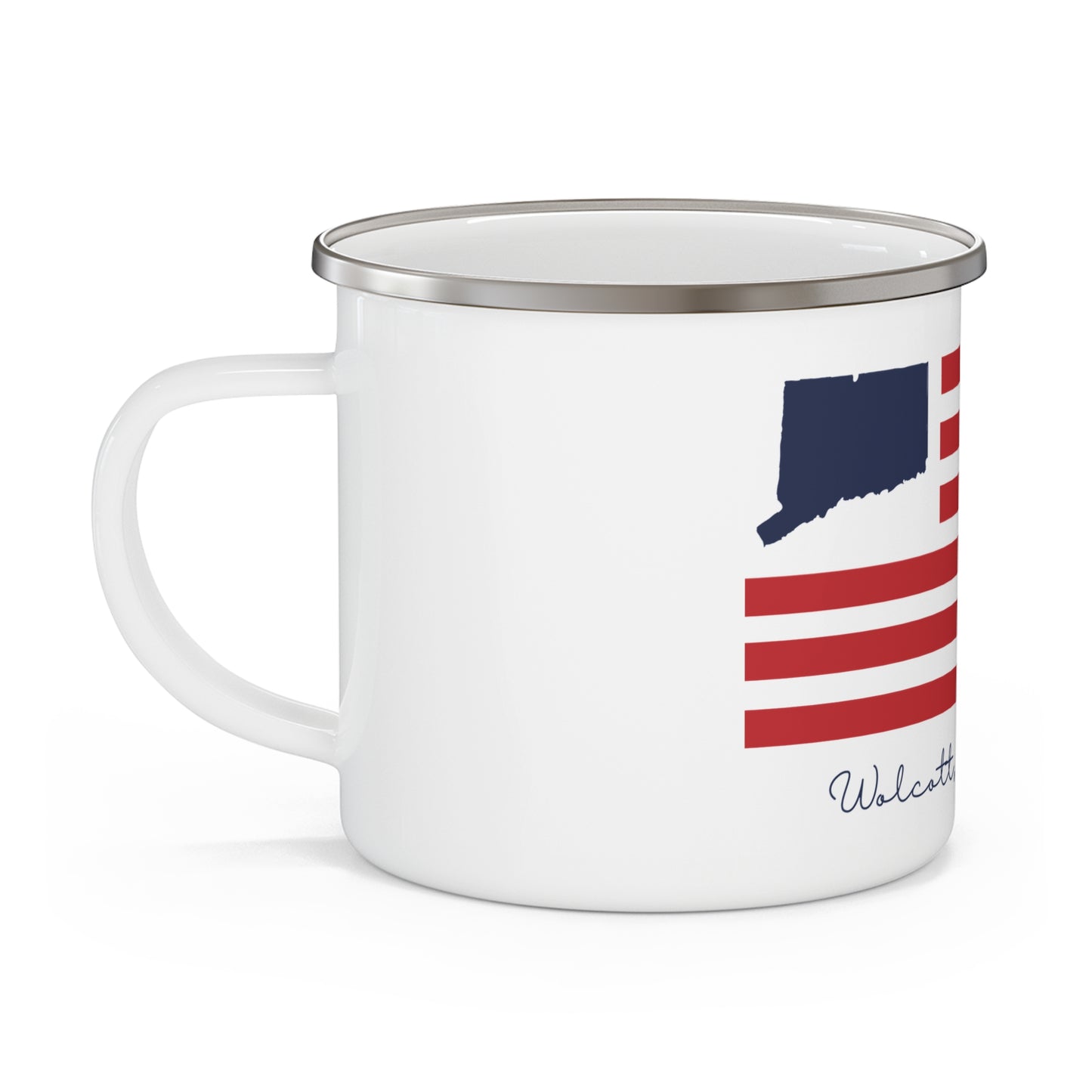 Wolcott Connecticut Flag Enamel Camping Mug