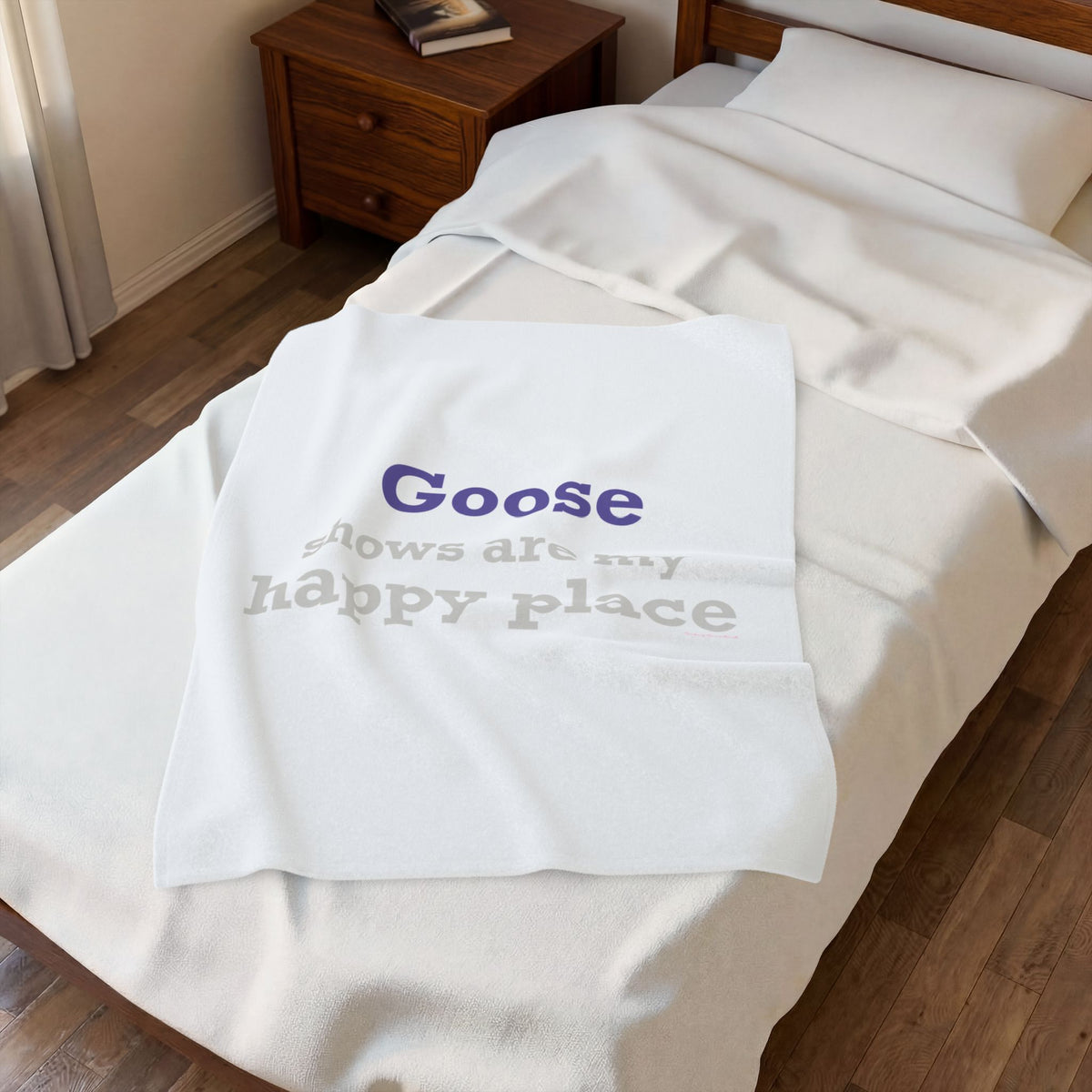 Goose Shows Are My Happy Place  - Gray & Purple Velveteen Plush Blanket
