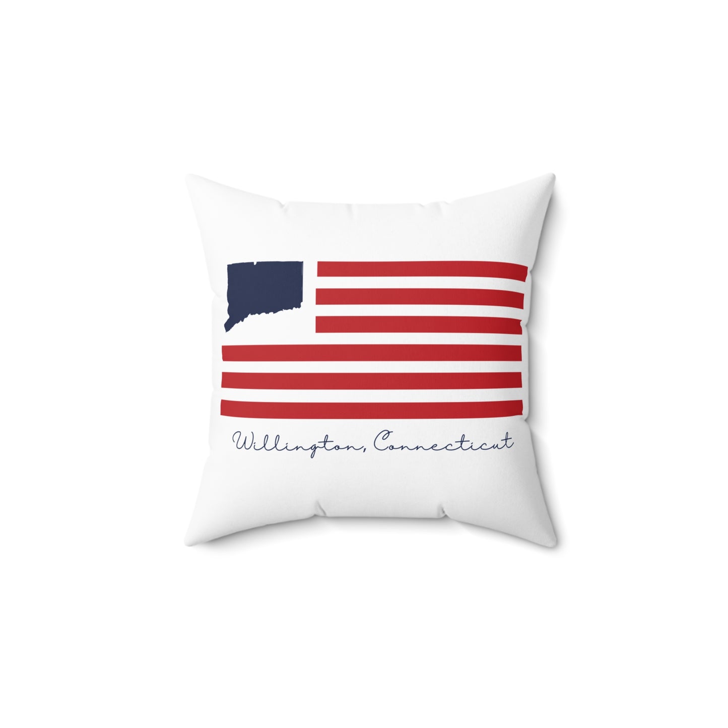 Willington Connecticut Flag Spun Polyester Square Pillow