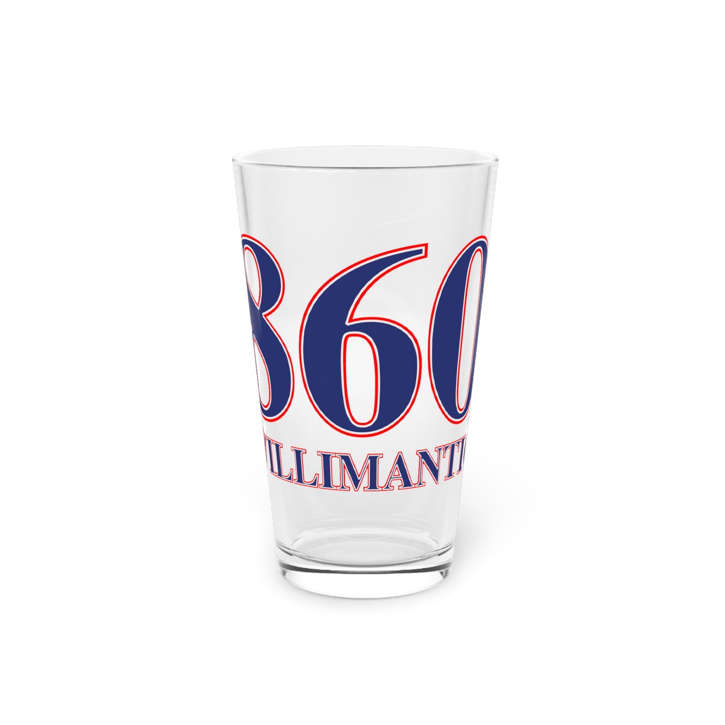 860 Willimantic Red, White & Blue Pint Glass, 16oz