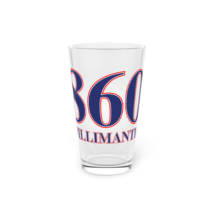 860 Willimantic Red, White & Blue Pint Glass, 16oz