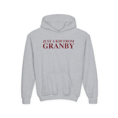 Just a kid from Granby Youth Heavy Blend Hooded Sweatshirt