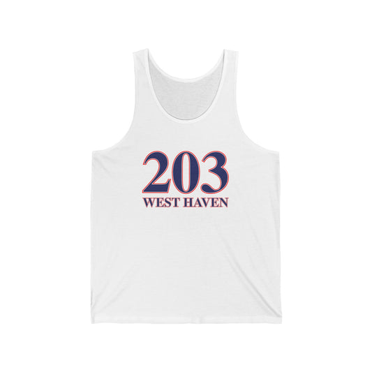 203 West Haven Red White & Blue Unisex Jersey Tank