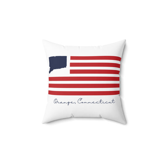 Orange Connecticut Flag Spun Polyester Square Pillow