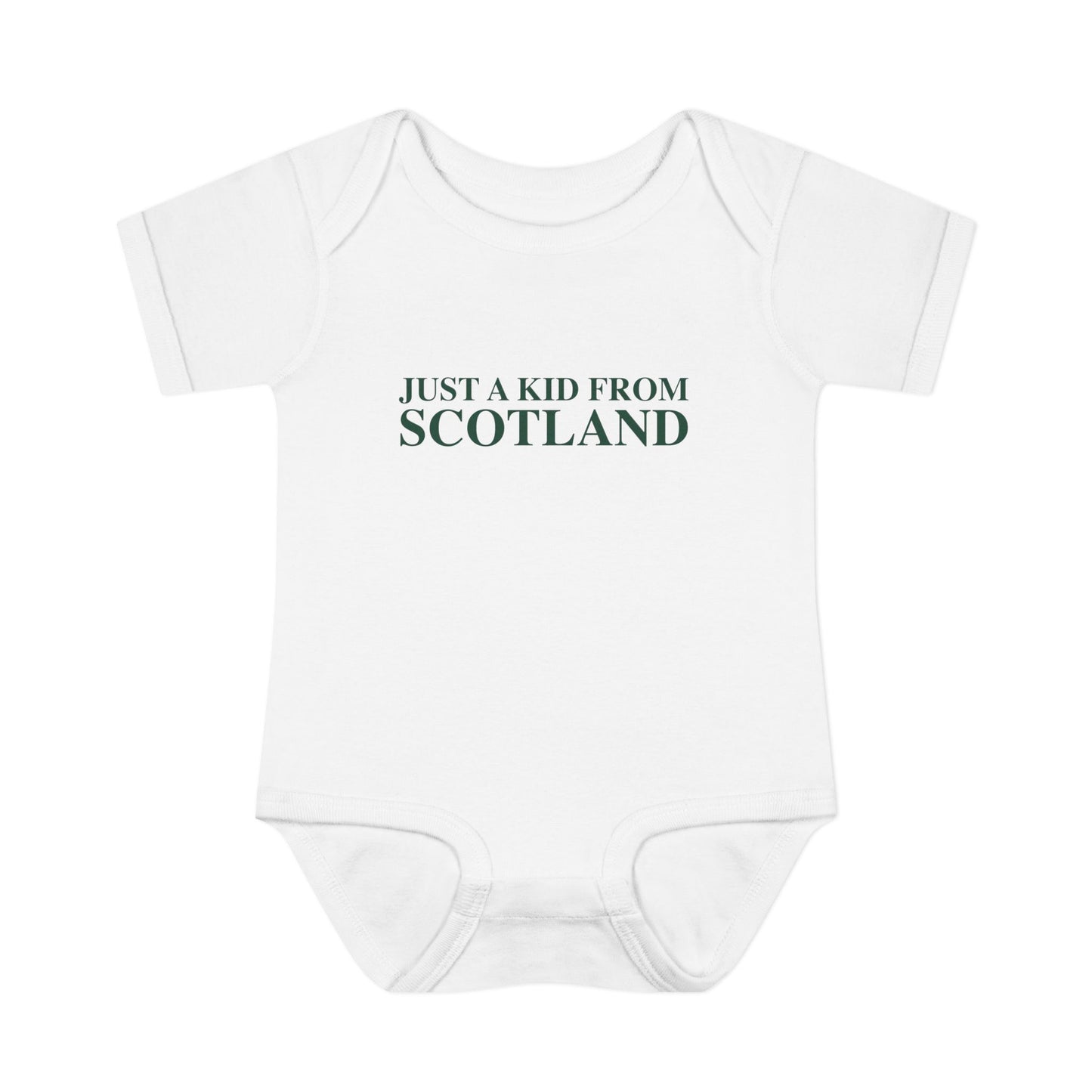 Just a kid from Scotland Infant Baby Rib Bodysuit