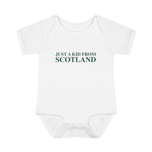 Just a kid from Scotland Infant Baby Rib Bodysuit