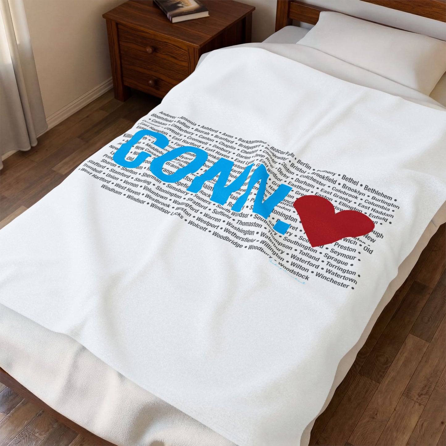 Connecticut Love Velveteen Plush Blanket